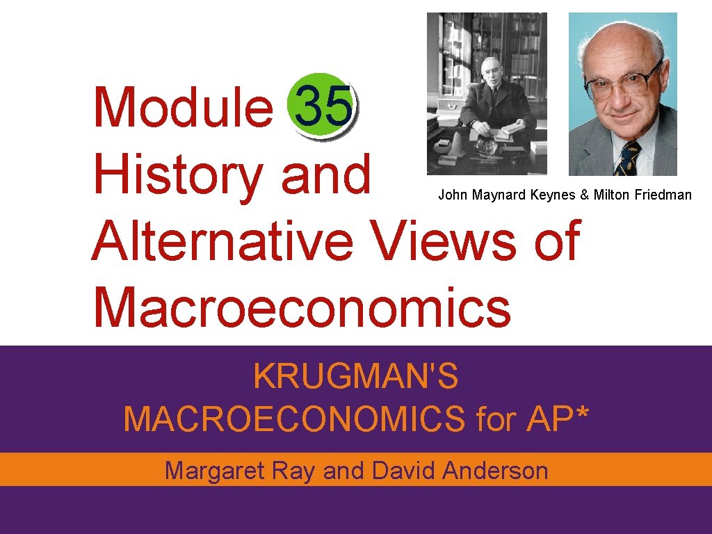 Module 35 History and Alternative Views of Macroeconomics John Maynard Keynes & Milton Friedman