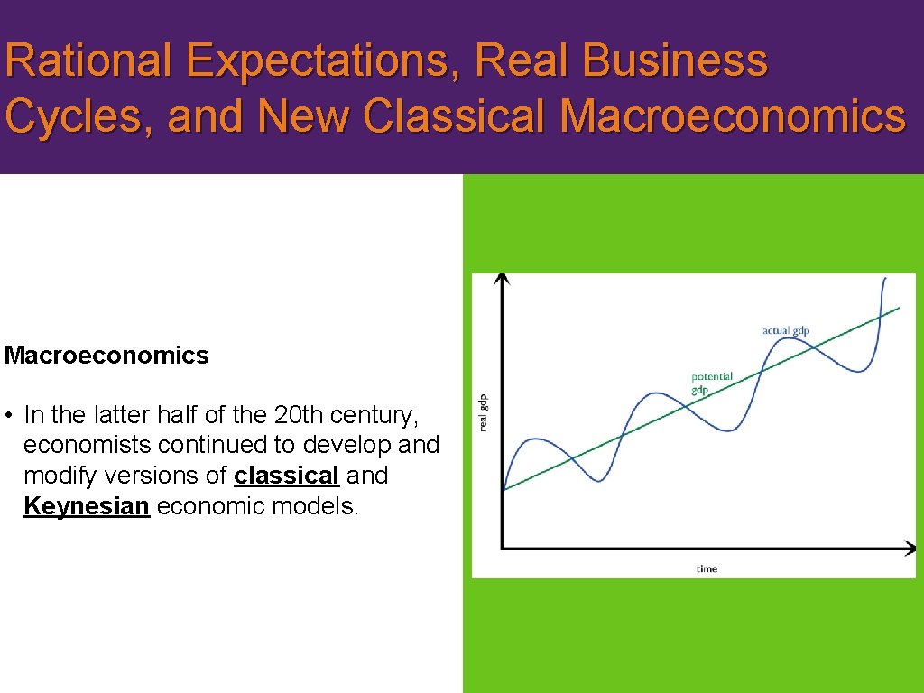 Rational Expectations, Real Business Cycles, and New Classical Macroeconomics • In the latter half