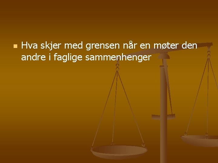 n Hva skjer med grensen når en møter den andre i faglige sammenhenger 