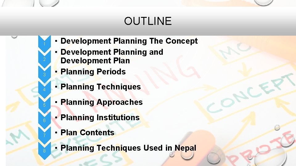 OUTLINE 3 • Development Planning The Concept • Development Planning and Development Plan •