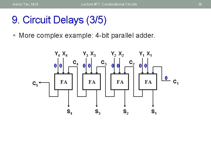 Aaron Tan, NUS Lecture #17: Combinational Circuits 36 9. Circuit Delays (3/5) § More