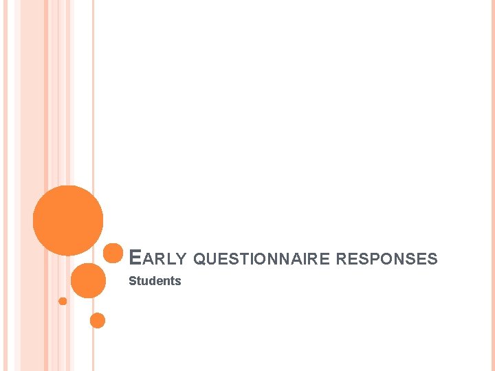 EARLY QUESTIONNAIRE RESPONSES Students 