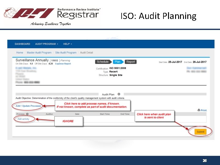 ISO: Audit Planning 26 