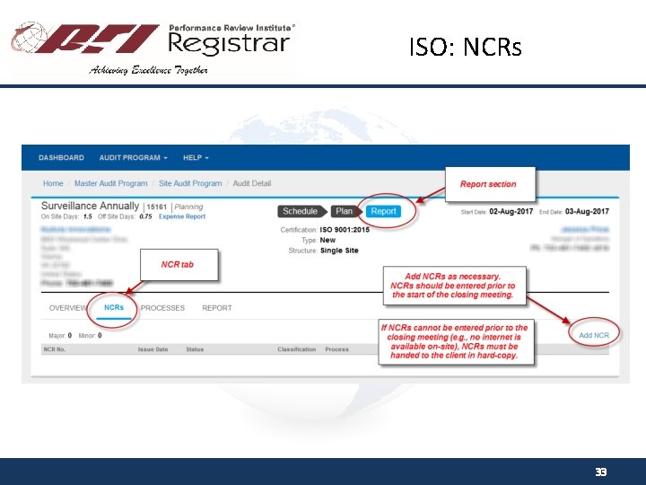 ISO: NCRs 33 