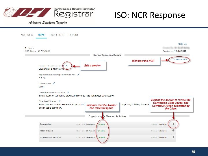 ISO: NCR Response 37 