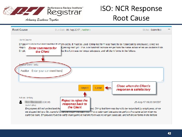 ISO: NCR Response Root Cause 42 