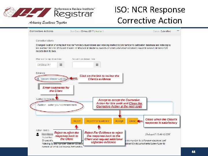 ISO: NCR Response Corrective Action 44 