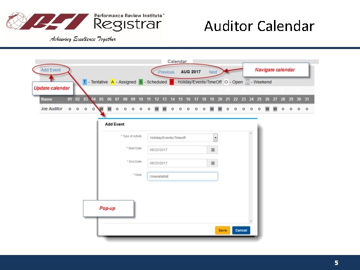 Auditor Calendar 5 