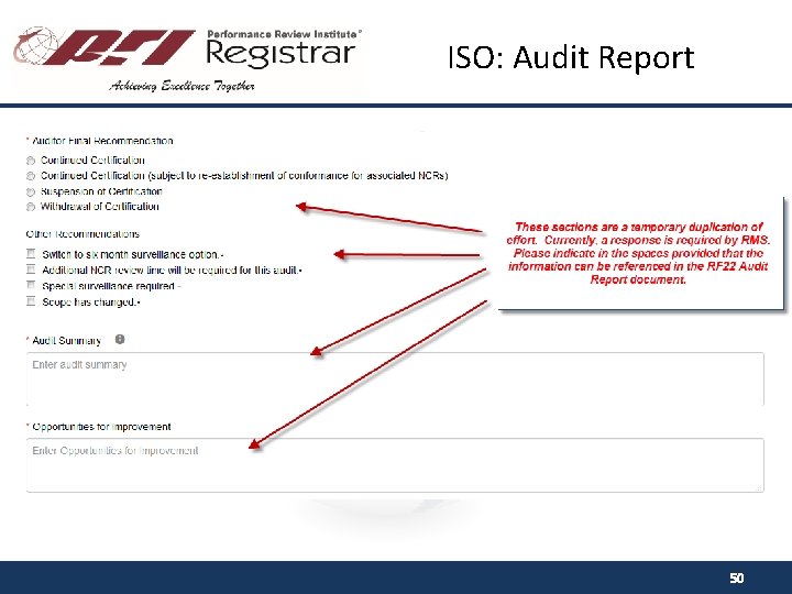 ISO: Audit Report 50 