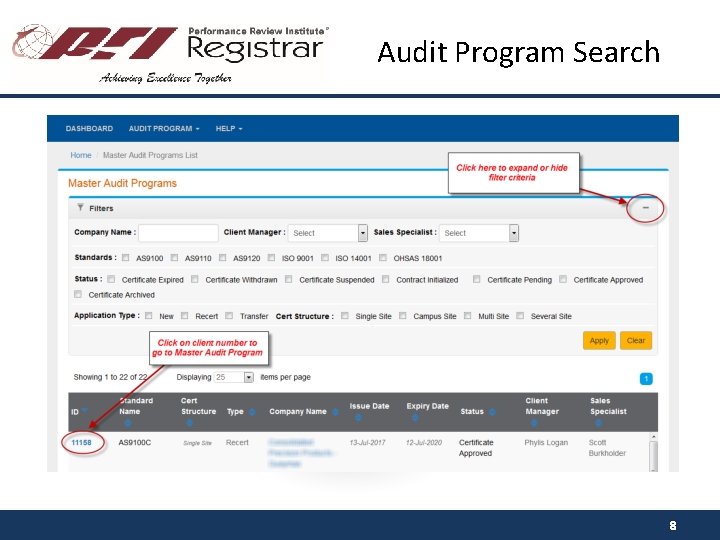 Audit Program Search 8 