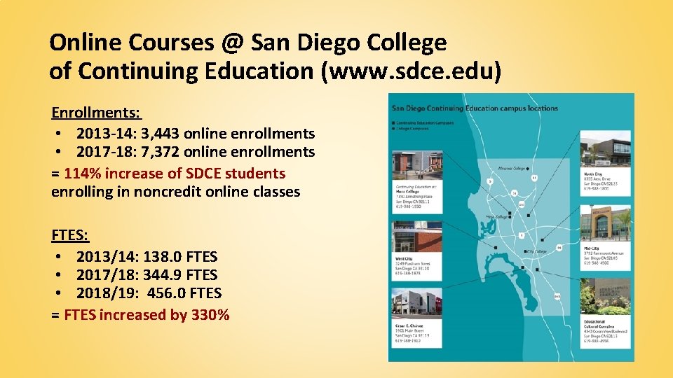 Online Courses @ San Diego College of Continuing Education (www. sdce. edu) Enrollments: •