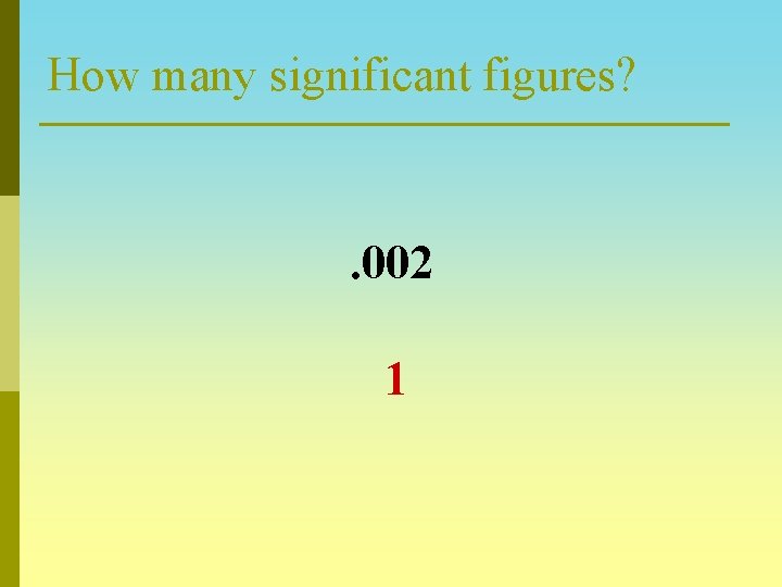 How many significant figures? . 002 1 