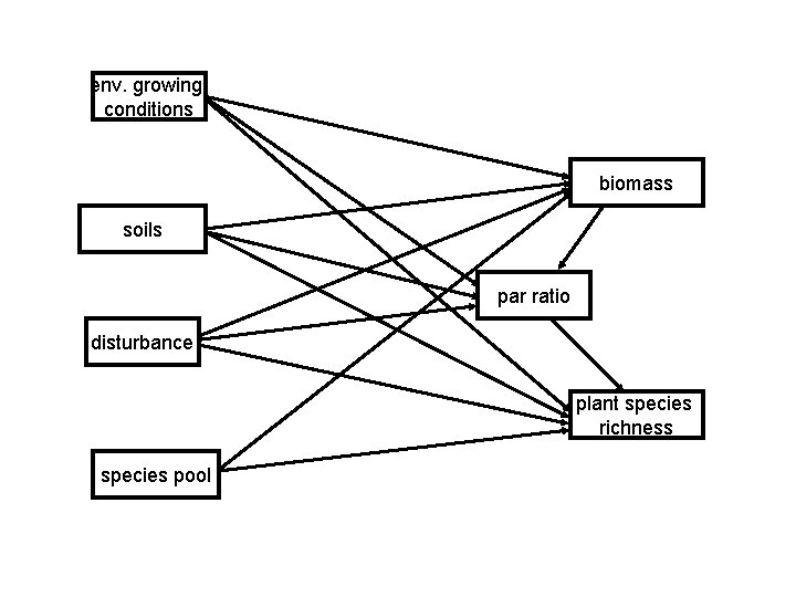 env. growing conditions biomass soils par ratio disturbance plant species richness species pool 