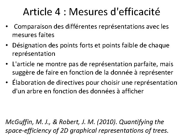 Article 4 : Mesures d'efficacité • Comparaison des différentes représentations avec les mesures faites