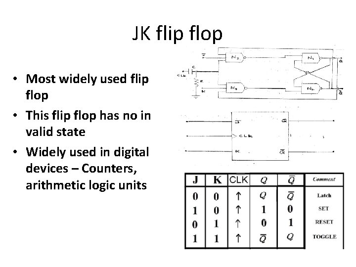 JK flip flop • Most widely used flip flop • This flip flop has