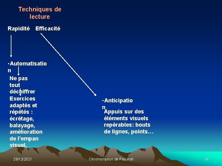 Techniques de lecture Rapidité Efficacité • Automatisatio n Ne pas tout déchiffrer Exercices adaptés