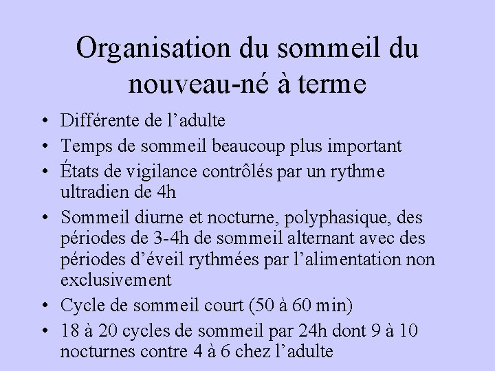 Mort Subite Du Nourrisson Et Troubles Du Sommeil