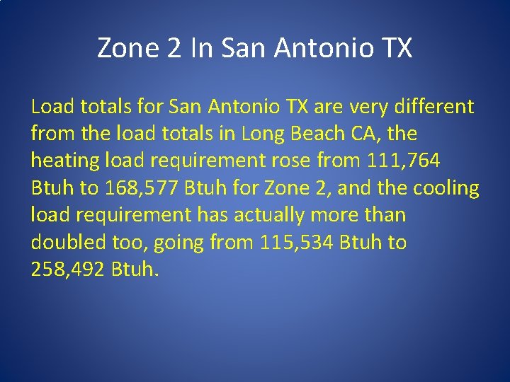 Zone 2 In San Antonio TX Load totals for San Antonio TX are very