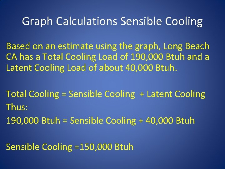 Graph Calculations Sensible Cooling Based on an estimate using the graph, Long Beach CA