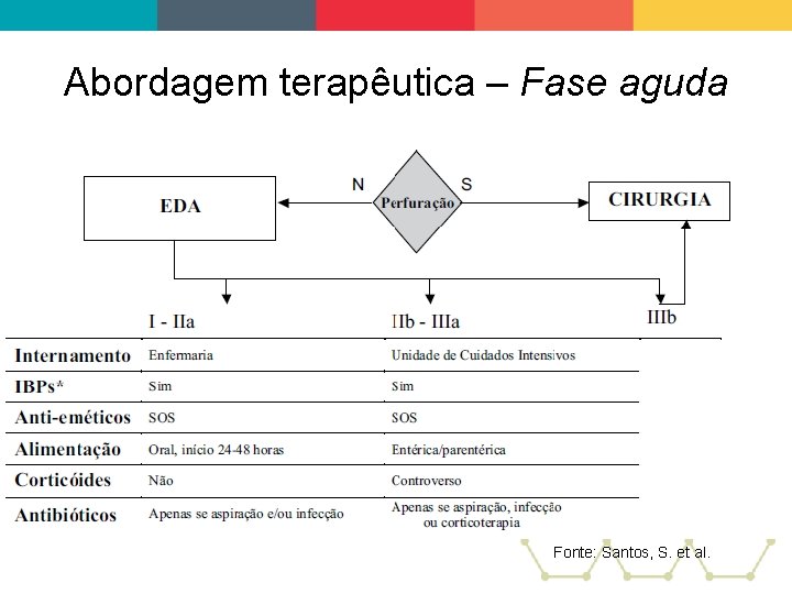 Abordagem terapêutica – Fase aguda Fonte: Santos, S. et al. 