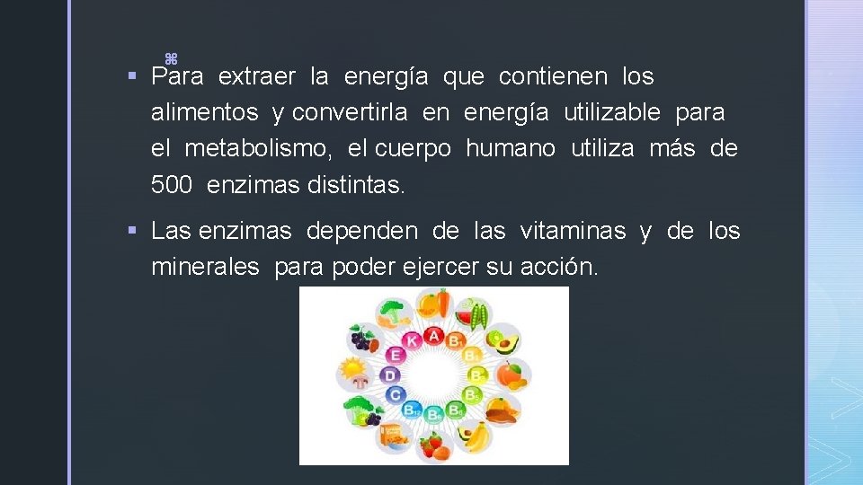 z § Para extraer la energía que contienen los alimentos y convertirla en energía z § Para extraer la energía que contienen los alimentos y convertirla en energía