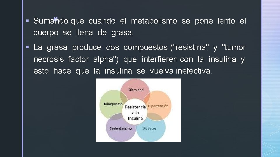 z § Sumando que cuando el metabolismo se pone lento el cuerpo se llena z § Sumando que cuando el metabolismo se pone lento el cuerpo se llena
