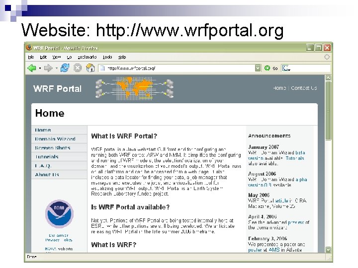 Website: http: //www. wrfportal. org 