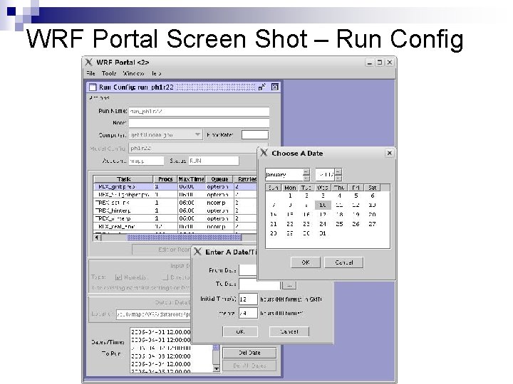 WRF Portal Screen Shot – Run Config 