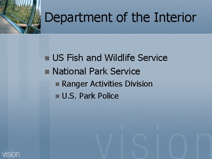 Department of the Interior US Fish and Wildlife Service n National Park Service n