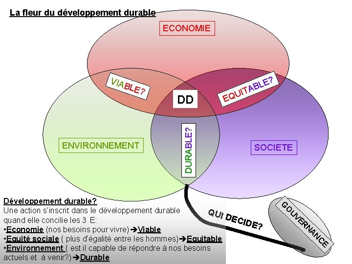 La fleur du développement durable ECONOMIE BLE ? ENVIRONNEMENT DD DURABLE? VIA IT U