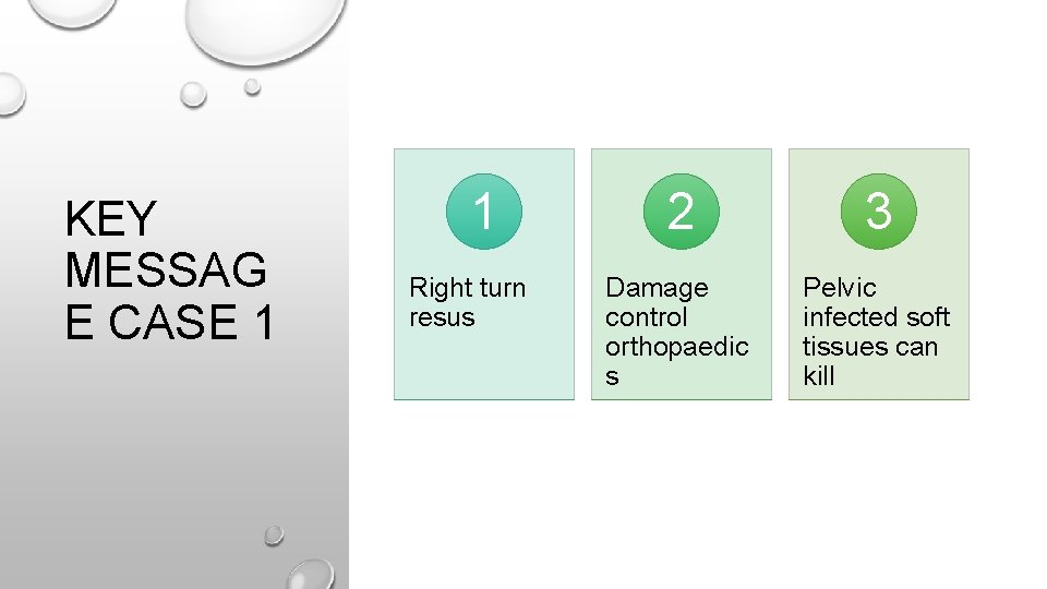 KEY MESSAG E CASE 1 1 Right turn resus 2 3 Damage control orthopaedic