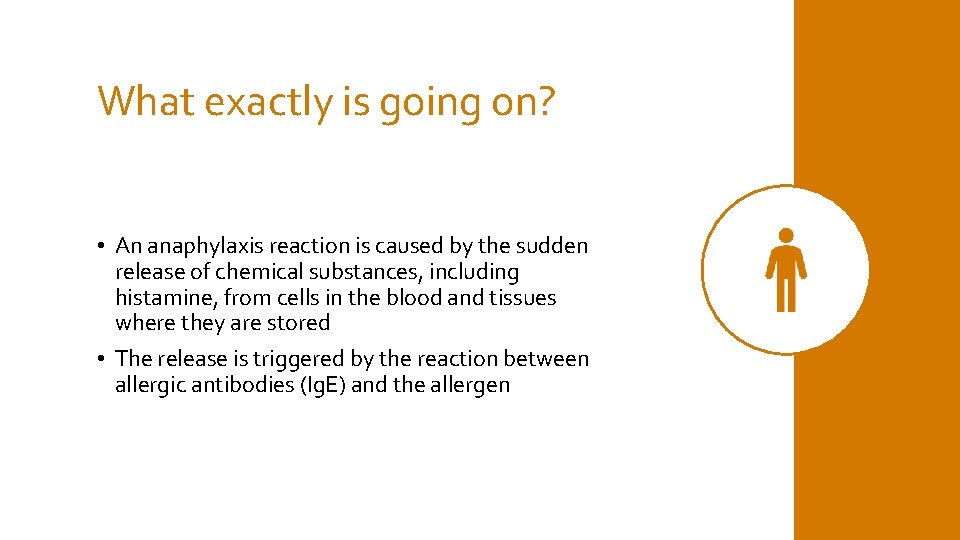 What exactly is going on? • An anaphylaxis reaction is caused by the sudden