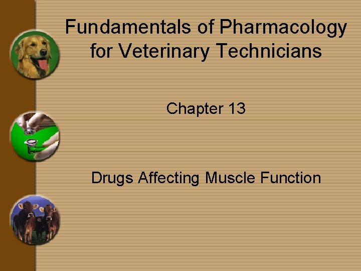 Fundamentals of Pharmacology for Veterinary Technicians Chapter 13 Drugs Affecting Muscle Function 