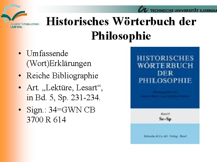 Historisches Wörterbuch der Philosophie • Umfassende (Wort)Erklärungen • Reiche Bibliographie • Art. „Lektüre, Lesart“,