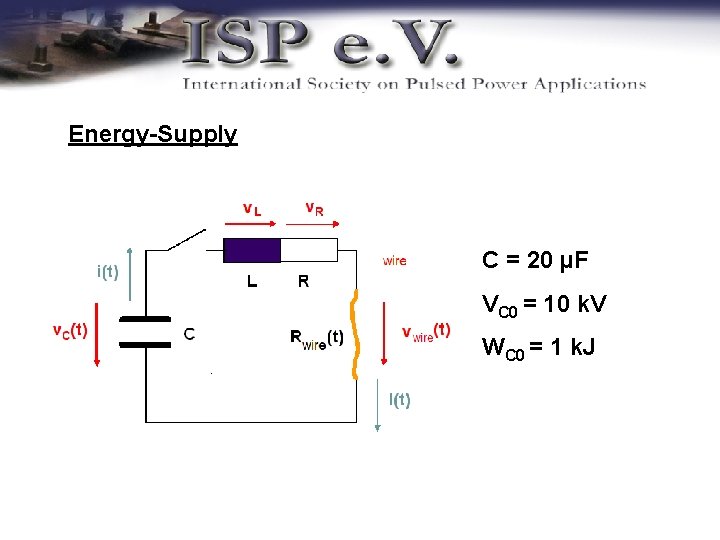 Energy-Supply C = 20 µF VC 0 = 10 k. V WC 0 =