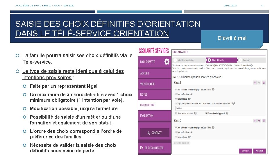 ACADÉMIE DE NANCY METZ – SAIO - MAI 2020 SAISIE DES CHOIX DÉFINITIFS D’ORIENTATION
