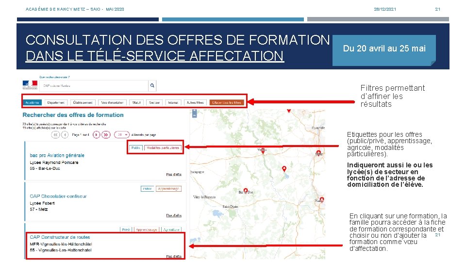 ACADÉMIE DE NANCY METZ – SAIO - MAI 2020 CONSULTATION DES OFFRES DE FORMATION