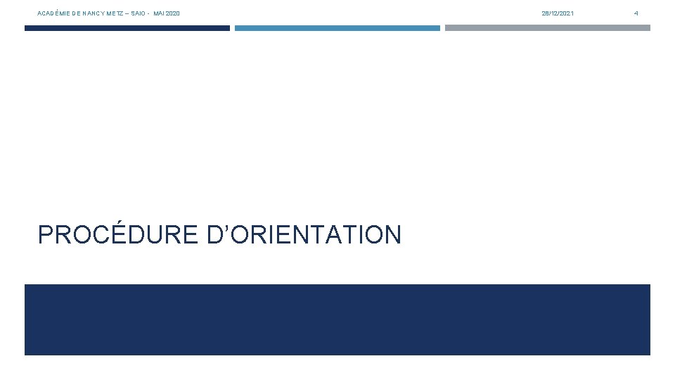 ACADÉMIE DE NANCY METZ – SAIO - MAI 2020 PROCÉDURE D’ORIENTATION 28/12/2021 4 