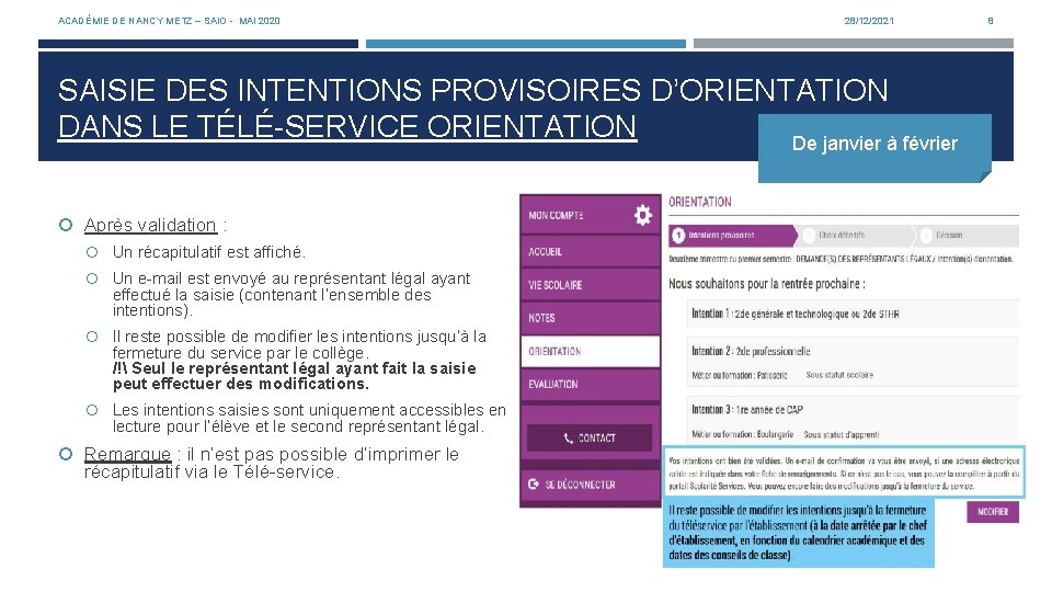 ACADÉMIE DE NANCY METZ – SAIO - MAI 2020 28/12/2021 SAISIE DES INTENTIONS PROVISOIRES