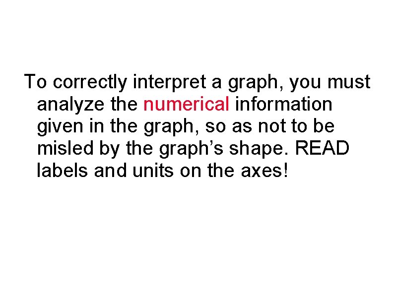 To correctly interpret a graph, you must analyze the numerical information given in the