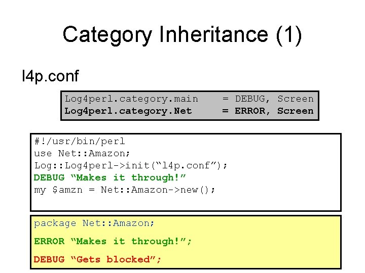 Category Inheritance (1) l 4 p. conf Log 4 perl. category. main Log 4