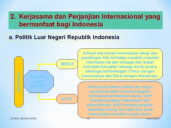 2. Kerjasama dan Perjanjian Internasional yang bermanfaat bagi Indonesia INDONESIA a. Politik Luar Negeri