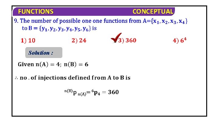 FUNCTIONS Solution : CONCEPTUAL 