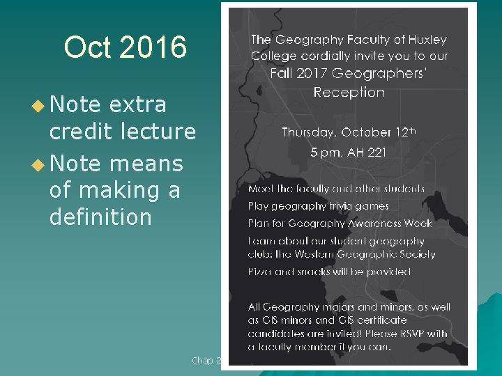 Oct 2016 u Note extra credit lecture u Note means of making a definition