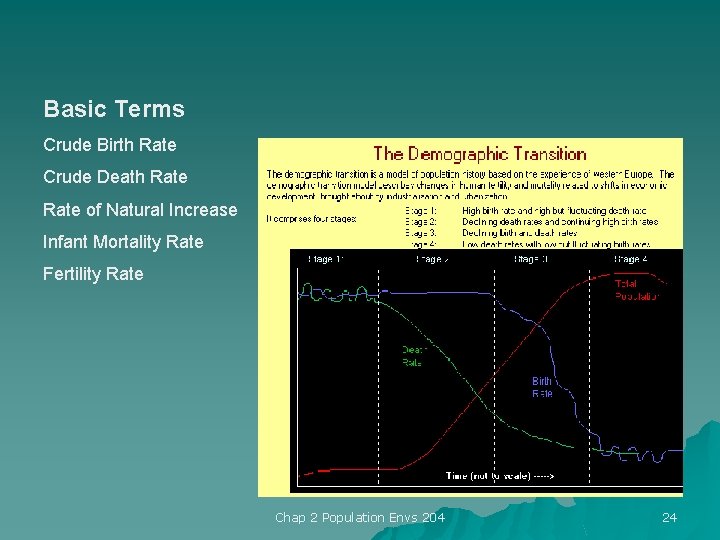 Basic Terms Crude Birth Rate Crude Death Rate of Natural Increase Infant Mortality Rate