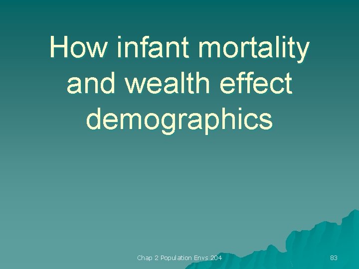 How infant mortality and wealth effect demographics Chap 2 Population Envs 204 83 