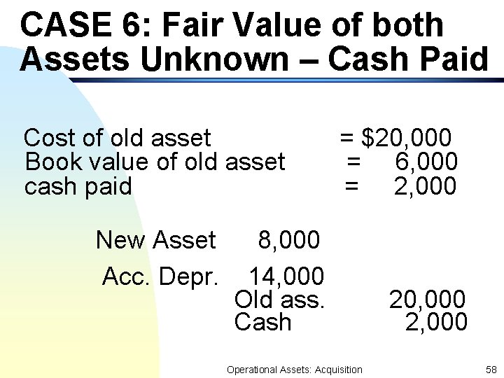 CASE 6: Fair Value of both Assets Unknown – Cash Paid Cost of old