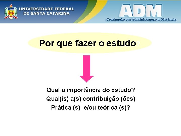 Por que fazer o estudo? Qual a importância do estudo? Qual(is) a(s) contribuição (ões)