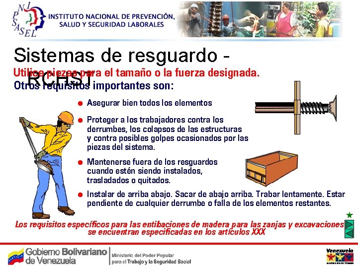 Confined Spaces C 14 Sistemas de resguardo Utilice piezas para el tamaño o la