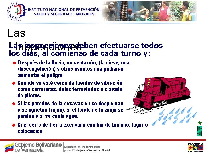 C Confined Spaces 8 Las inspecciones deben efectuarse todos Inspecciones los días, al comienzo